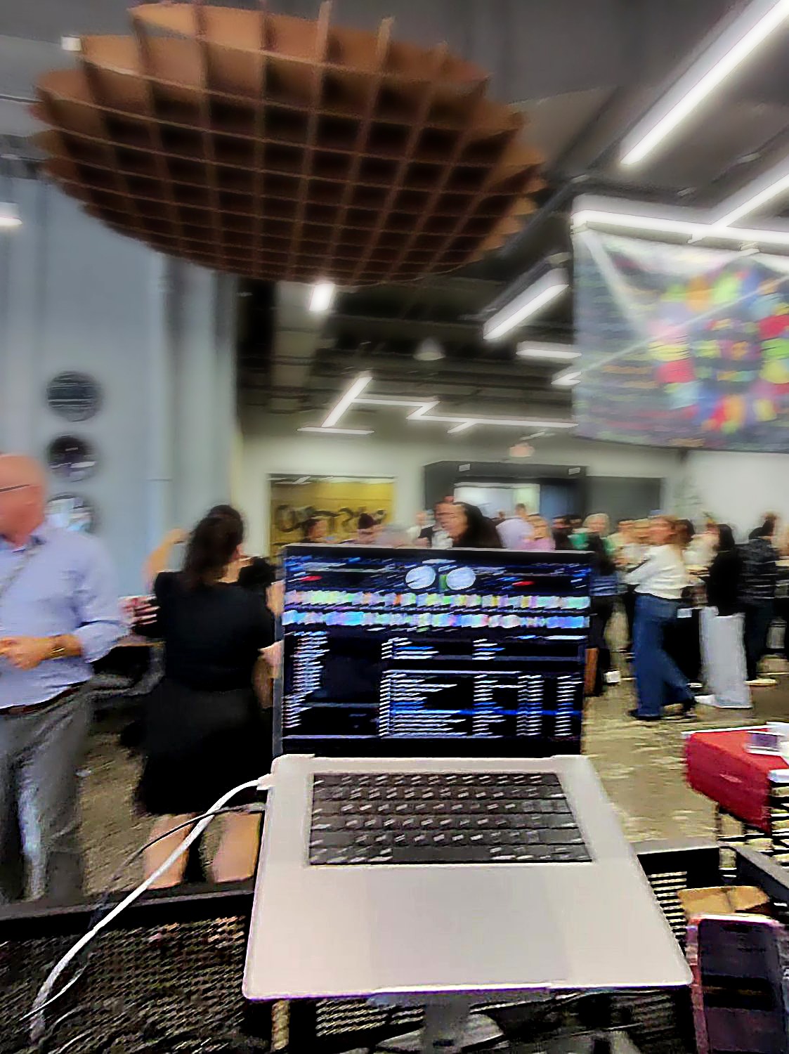 Corporate event space with DJ setup